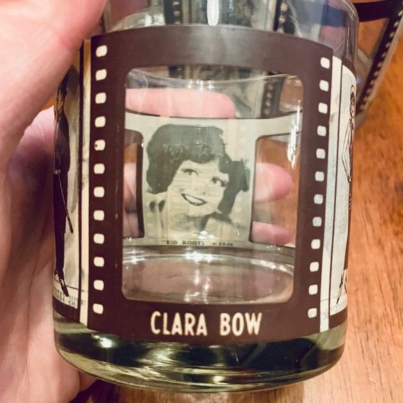Vintage Hollywood Silent Film Star Glass‎ Set Clara Bow, Novarro, Barrymore - Picture 1 of 7